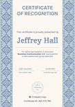 Official and formal recognition certificate template portrait