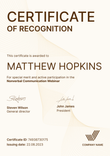 Professional and polished certificate of recognition template portrait