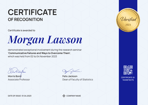 Expert and crisp recognition certificate template landscape