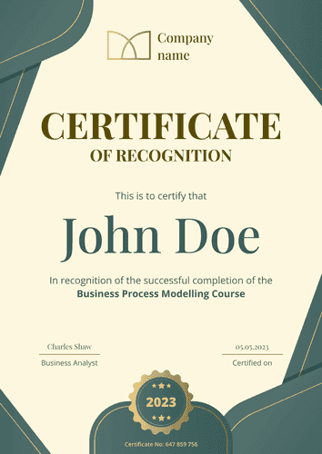 Expert and crisp recognition certificate template portrait