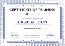  Simple and framed certificate of training template landscape