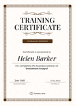 Detailed and formal training certificate template portrait