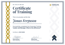 Formal and exceptional training certificate template landscape