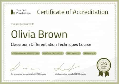 Professional and stylish CPD certificate template landscape