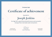 Simple and minimalistic certificate of achievement landscape