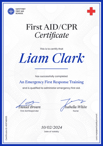 Professional and Simple First-Aid and CPR Certificate Template portrait