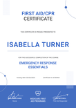 Professional and Minimalistic First-Aid and CPR Certificate Template portrait