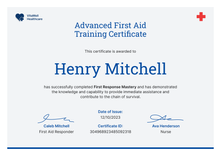 Expert and Professional First-Aid and CPR Certificate Template landscape