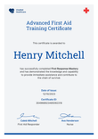 Expert and Professional First-Aid and CPR Certificate Template portrait
