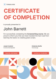 Modern and dynamic certificate of completion template portrait