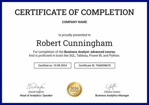 Timeless and professional certificate completion template landscape