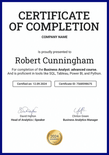 Timeless and professional certificate completion template portrait