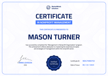 Modern and professional nonprofit management certificate template landscape