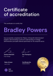 Professional dark non-profit accreditation certificate template portrait