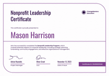 Gentle and professional non-profit leadership certificate template landscape