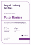 Gentle and professional non-profit leadership certificate template portrait