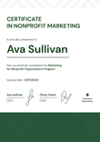 Striped and professional green non-profit certificate template portrait