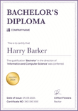 Simple and formal bachelor’s diploma template portrait
