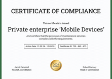Original and professional certificate of compliance template landscape
