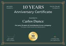 Classy and modern work anniversary certificate template landscape