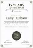Simple and ornamental work anniversary certificate template portrait