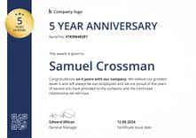 Transparent and professional work anniversary certificate landscape