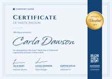 Classy and formal participation certificate template landscape