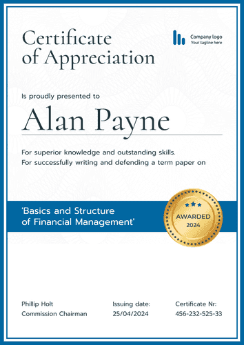 Customizable and professional certificate of appreciation template portrait