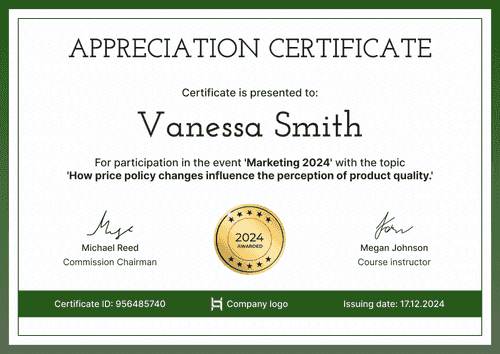 Organized and professional certificate of appreciation template landscape