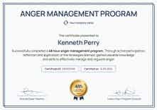 Classic and professional anger management certificate template landscape