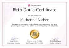 Editable and professional doula certificate template landscape