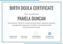 Pure and professional doula certificate template landscape