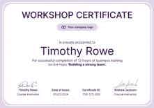 Fresh and professional workshop certificate template landscape