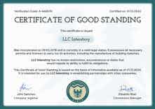 Accredited and professional certificate of good standing template landscape