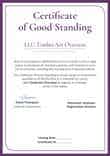 Certified and professional certificate of good standing template portrait