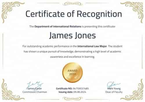 Golden and professional academic certificate template landscape