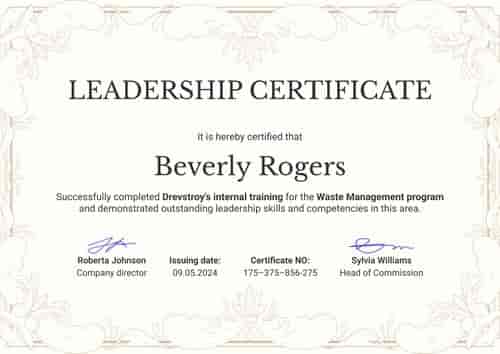 Conventional and professional leadership certificate template landscape