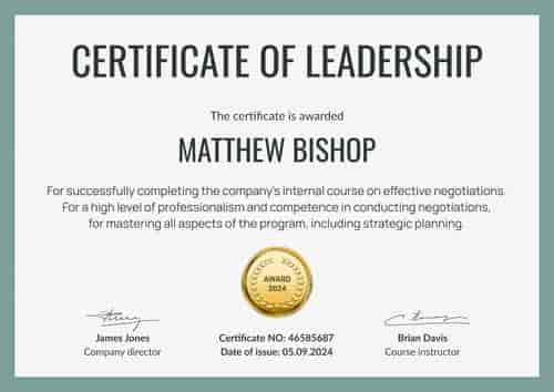 Simple and professional leadership certificate template landscape