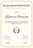 Refined and professional scholarship certificate template portrait