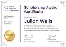 Bright and formal scholarship certificate template landscape