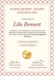 Decorative and professional scholarship certificate template portrait