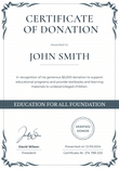 Ornamental and professional donation certificate template portrait