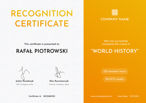 orange modern certificate of recognition landscape 12386