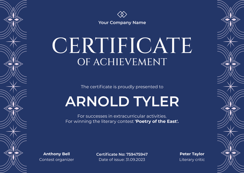 Simple and elegant certificate of achievement landscape