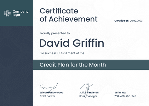 Structured and professional achievement certificate landscape