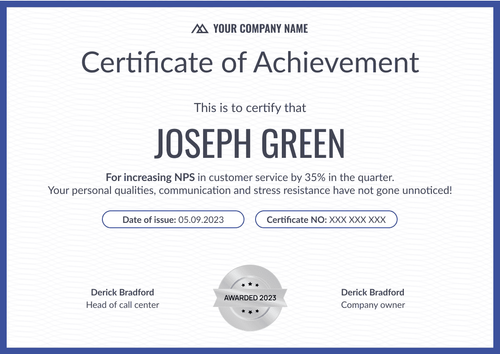 Pure and professional achievement certificate landscape