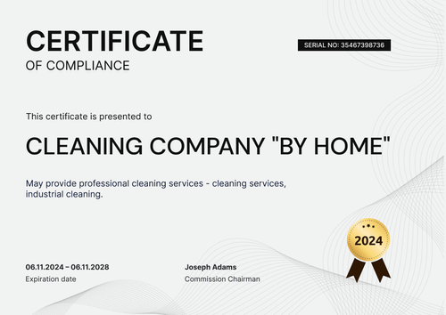 Simplified and professional compliance certificate landscape