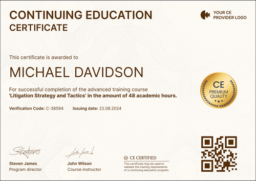 Sleek and professional Continuing Education certificate template landscape