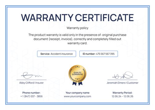 Bright and simple warranty certificate template landscape