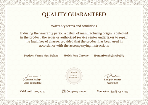 Simple and traditional warranty certificate template landscape